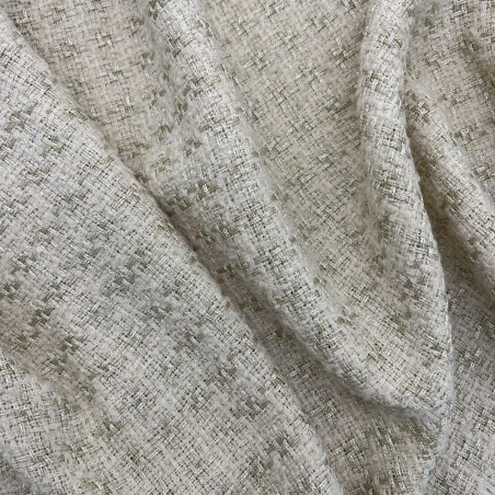 Твид молочный с матовой золотистой нитью
