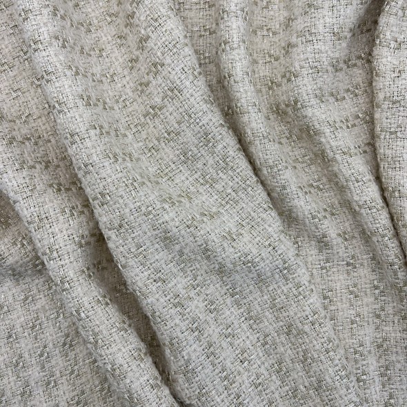 Твид молочный с матовой золотистой нитью