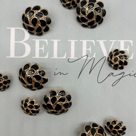 Пуговицы металлические золотистые со вставками чёрной эмали, 18 мм