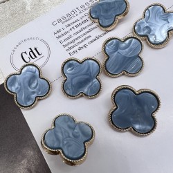 Пуговицы в форме клевера, золотистый металл с голубой вставкой, 25 мм