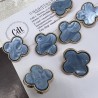 Пуговицы в форме клевера, золотистый металл с голубой вставкой, 25 мм