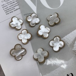 Пуговицы в форме клевера, золотистый металл с перламутровой вставкой, 23 мм