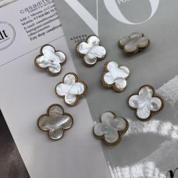 Пуговицы в форме клевера, золотистый металл с перламутровой вставкой, 23 мм