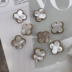 Пуговицы в форме клевера, золотистый металл с перламутровой вставкой, 23 мм
