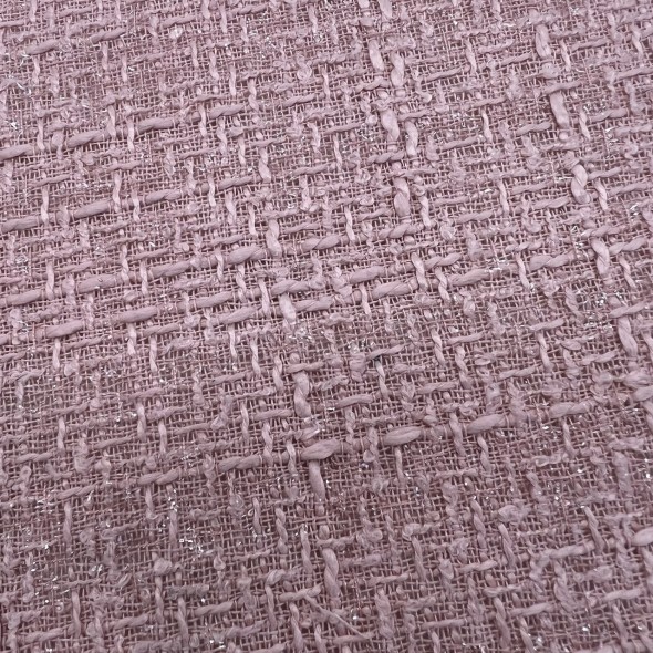 Твид однотонный классический светло-розовый с блестящей нитью в тон