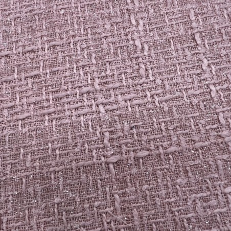 Твид однотонный классический светло-розовый с блестящей нитью в тон