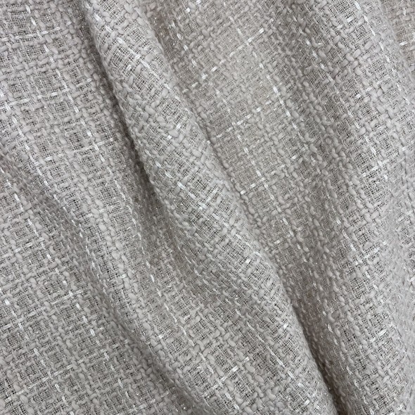 Твид однотонный классический бежевый с блестящей нитью в тон