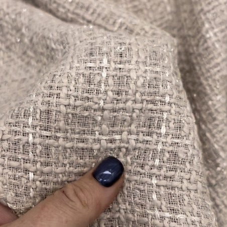 Твид однотонный классический бежевый с блестящей нитью в тон