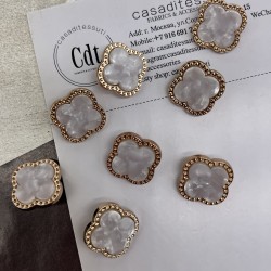 Пуговицы в форме клевера, золотистый металл с перламутровой вставкой, 23 мм