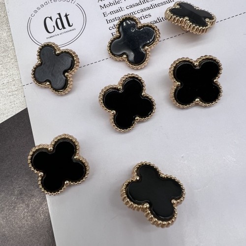 Пуговицы в форме клевера, золотистый металл с черной вставкой, 21 мм 2