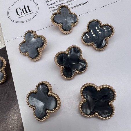Пуговицы в форме клевера, золотистый металл с серой вставкой, 21 мм