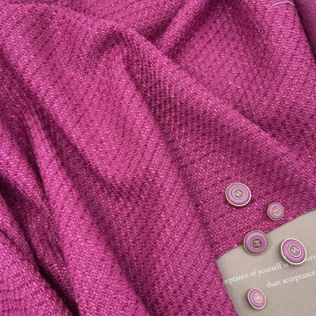 Твид однотонный классический яркая фуксия с блестящей нитью в тон