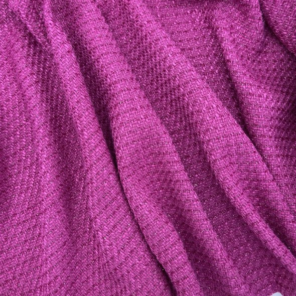 Твид однотонный классический яркая фуксия с блестящей нитью в тон
