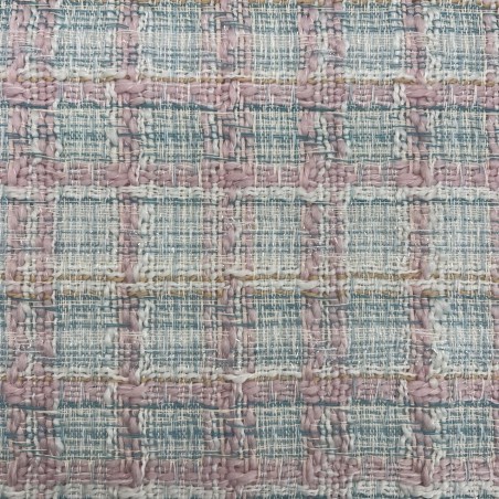 Твид в клетку в мятных и розовых тонах