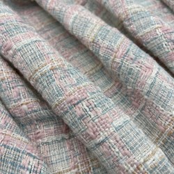 Твид в клетку в мятных и розовых тонах