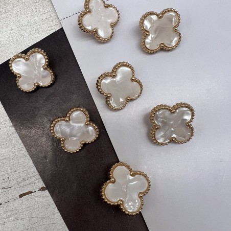 Пуговицы в форме клевера, золотистый металл перламутровой вставкой, 21 мм