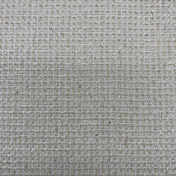 Твид меланжевый молочный с золотистыми нитями и мелкими пайетками