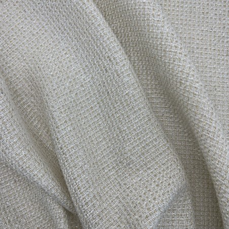 Твид меланжевый молочный с золотистыми нитями и мелкими пайетками