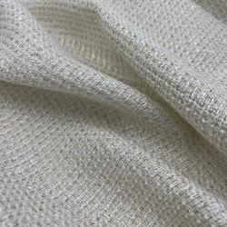 Твид меланжевый молочный с золотистыми нитями и мелкими пайетками