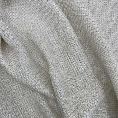 Твид меланжевый молочный с золотистыми нитями и мелкими пайетками