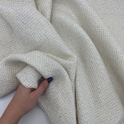 Твид меланжевый молочный с золотистыми нитями и мелкими пайетками