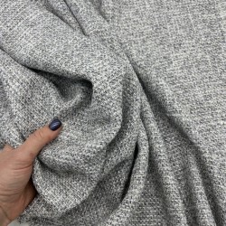 Твид меланжевый светло-серый с золотистыми нитями и мелкими пайетками