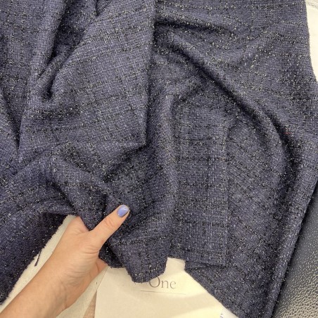 Твид однотонный классический фиолетовый с блестящей нитью в тон