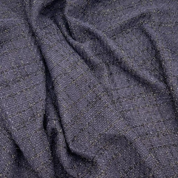 Твид однотонный классический фиолетовый с блестящей нитью в тон