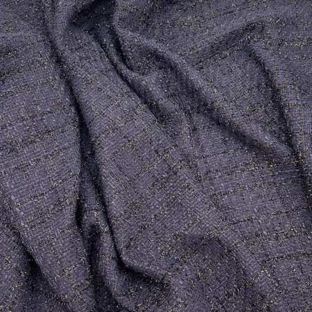 Твид однотонный классический фиолетовый с блестящей нитью в тон