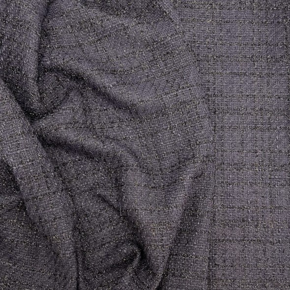 Твид однотонный классический фиолетовый с блестящей нитью в тон