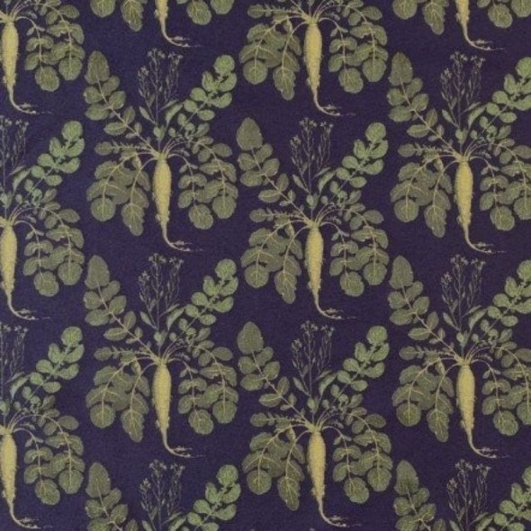 Жаккард темно синий с зелеными  репками