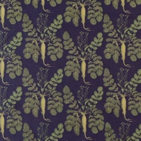 Жаккард темно синий с зелеными  репками