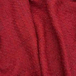 Твид однотонный классический красный с блестящей нитью в тон