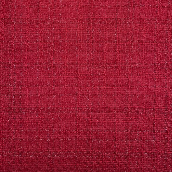 Твид однотонный классический красный с блестящей нитью в тон