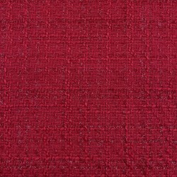 Твид однотонный классический красный с блестящей нитью в тон