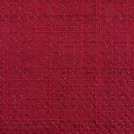Твид однотонный классический красный с блестящей нитью в тон
