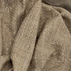 Твид бежевый однотонный с блестящей нитью в тон и пайетками
