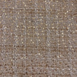 Твид бежевый однотонный с блестящей нитью в тон и пайетками