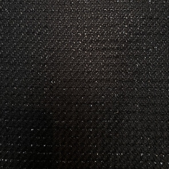 Твид однотонный классический чёрный с блестящей нитью в тон