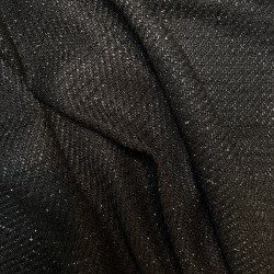 Твид однотонный классический чёрный с блестящей нитью в тон