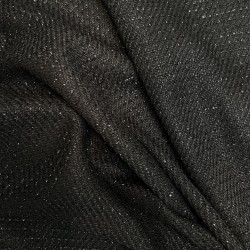 Твид однотонный классический чёрный с блестящей нитью в тон