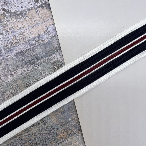 Лампасы трикотажные вискозные белые с полосками, 3 см