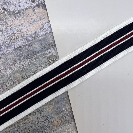 Лампасы трикотажные вискозные белые с полосками, 3 см