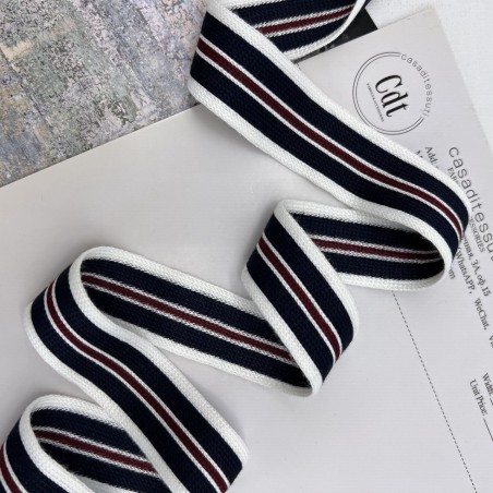 Лампасы трикотажные вискозные белые с полосками, 3 см