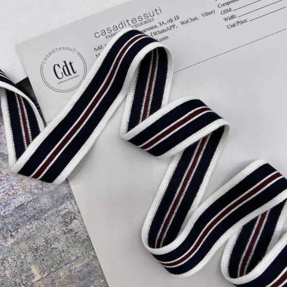 Лампасы трикотажные вискозные белые с полосками, 3 см