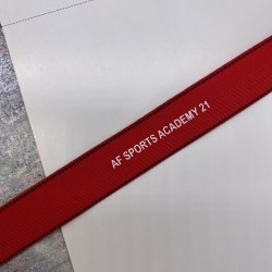 Тесьма репсовая красная с принтом, 2.5 см