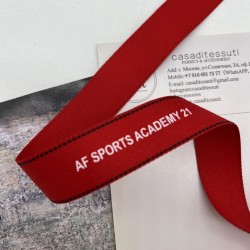 Тесьма репсовая красная с принтом, 2.5 см