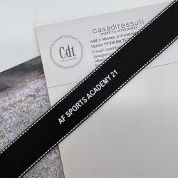 Тесьма репсовая черная с принтом 2.5 см