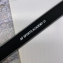 Тесьма репсовая черная с принтом 2.5 см