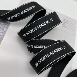 Тесьма репсовая черная с принтом 2.5 см